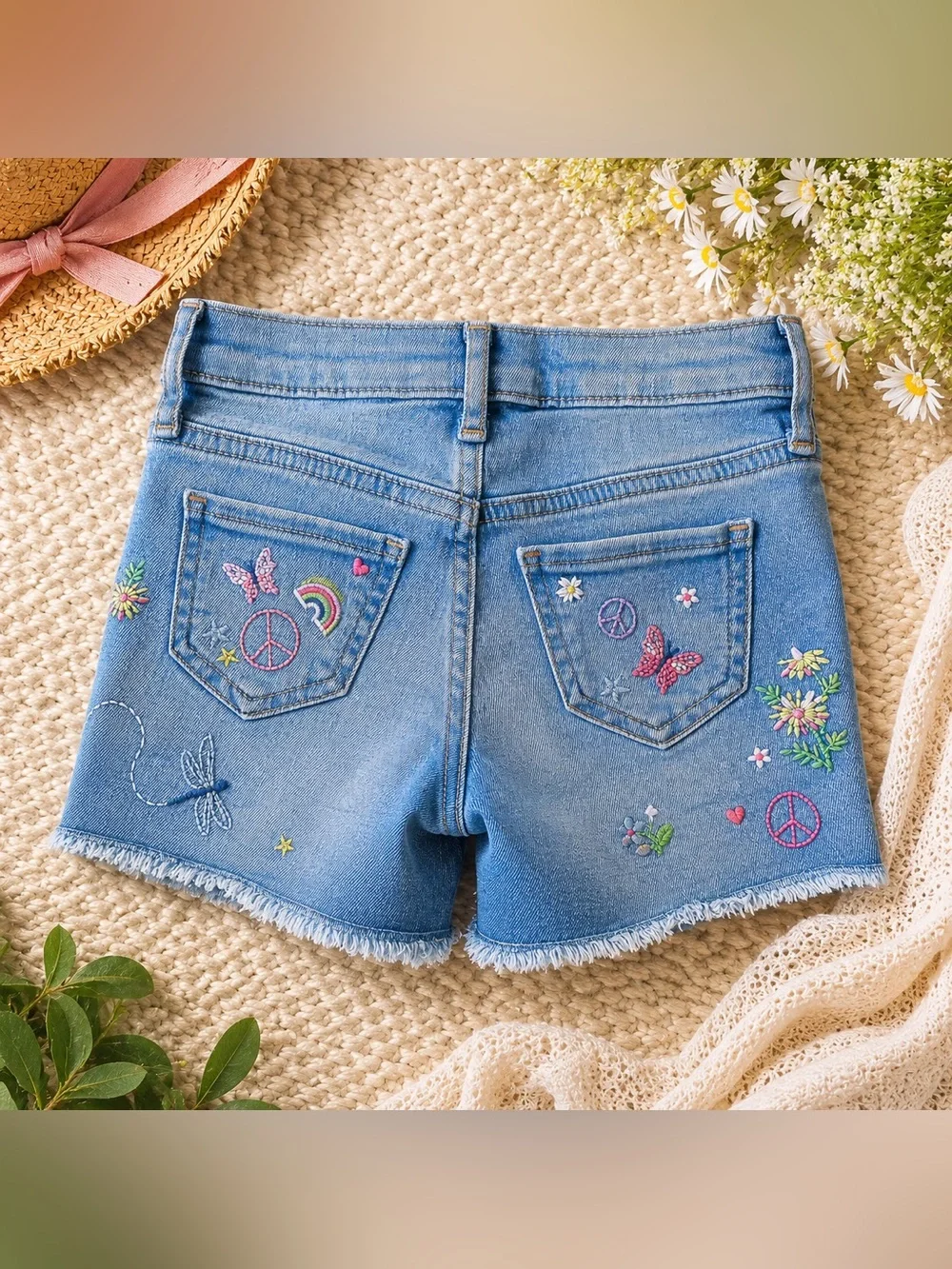 Girls Size 7 Summer Set | Choose Kindness Tee + GAP Shorts + Hair Clip